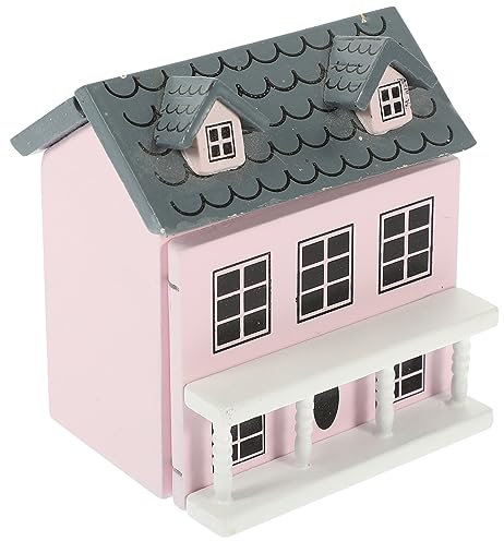 HEMOTON Puppenhaus-minimöbel Mini-Villa-Ornament Miniaturvilla Dekorative Mini-Villa Miniaturhaus Sandkasten Mini-Ornament Holzhaus Villa Aus Holz Miniaturen Mini- Hölzern Rosa