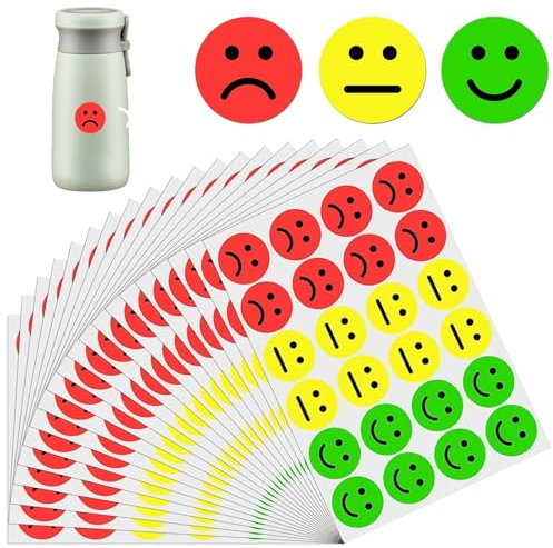 1200 Stück 25mm Smiley Aufkleber,Emoji Sticker,Smiley Sticker,Belohnungssticker,Für Tagebuchaufzeichnungen, Temperanzkarten, Temperanzhüllen, Für Schüler, Lehrer Und Kinder