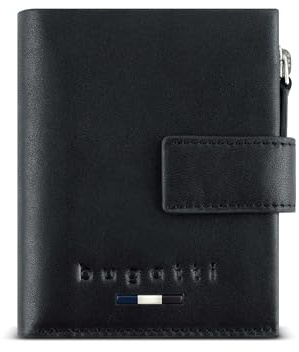 bugatti Romeo Slim Wallet Minibörse komplett aus Leder mit RFID-Schutz, schwarz