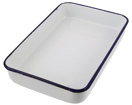 SOLUSTRE Vintage Style Enamel Baking Pan Rectangular Roasting Dish Casserole Pan Oven Cooking Tray Enamel Cookware