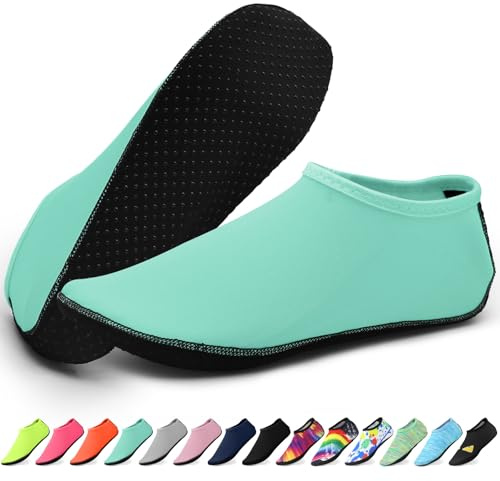 KATKLIU Water Socks – Non-Slip Diving Sock with Grippy Sole – Lightweight Quick Dry Swimming Socks for Men Women – Beach & Surfing Gear for Pool, Yoga, Indoor & Outdoor Sport-Lake Blue-44-45
