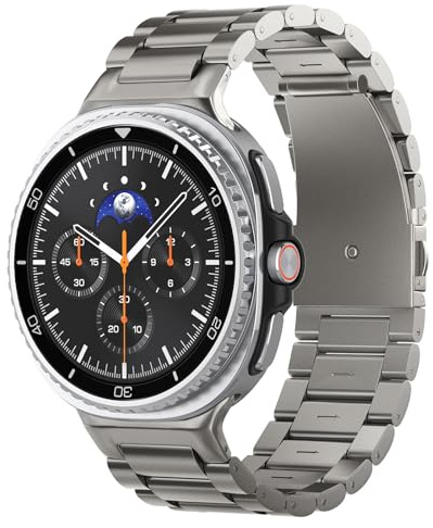 Spigen Modern Fit Titanium Armband für Samsung Galaxy Watch 9/8/8 Classic | Titan-Armband mit Edelstahl-Adaptern und Metallverschluss, für Modelle 2026/2025 (40/44/46mm) – Natural Titan