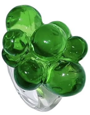 jiingekk Perlen-Acryl-Ring mit modischen Designs und Farben, Blumenringe, einzigartiger Handschmuck, Geschenk für modische Frauen