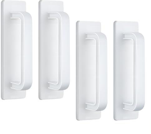 4 Pièces Poignée De Meuble Autocollante, Poignée De Porte De Balcon, Placard, Extérieur,100 Mm Poignées De Porte Coulissante Furniture Handles Pour Tiroir Meuble Cuisine Cuisine Home Decorating, Blanc