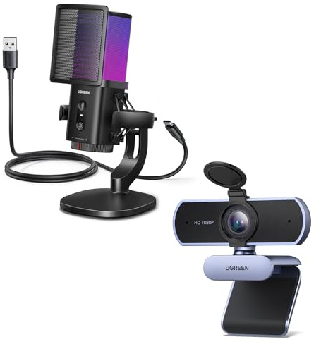 UGREEN 1080P/30fps Webcam with USB 24bit/96KHz Gaming Microphone