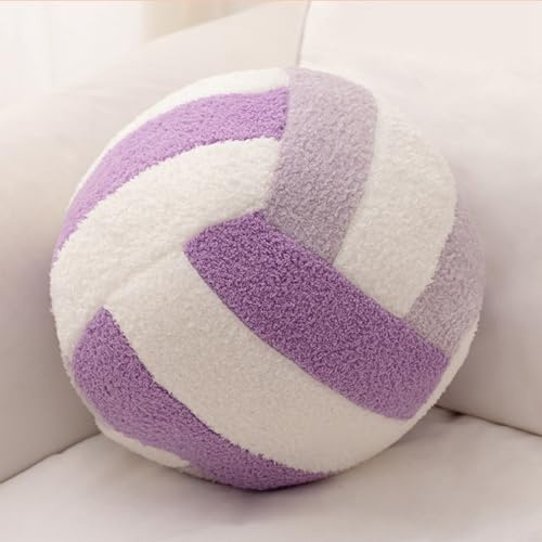 Xiyocadt Volleyball Kuscheltier, Volleyball-Plüschtier Kissen, 3D Plüsch Ball Kissen, Kinder Kuschelkissen, Raumdekoration, Geschenke zur Dekoration von Kinderzimmern (20 cm,Violett)
