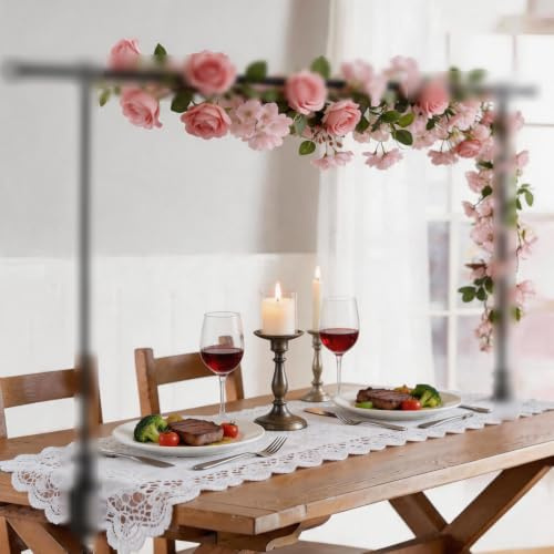 BOFITENG Tischbogen, Dekostange für Tisch mit Klemmen, Metall Verstellbar 120-250cm Tischstange Dekostange, Schwarz Tisch Deko Stange, Tischgestell Deko für Hochzeiten, Geburtstage, Partydekorationen
