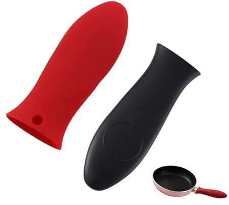 2PCS Silicone Hot Handle Holder,Pan Cover Sleeve for Cast Iron Frying Pan | Heat Resistant Sleeve for Pot and Saucepan Handles,Anti Slip Fit Works as Pan Handle Sleeves for Cast Iron Skillet