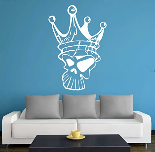 WANDTATTOO/Wandsticker w164 Schädel, Krone, Fantasy Wandaufkleber 96x65 cm weiss