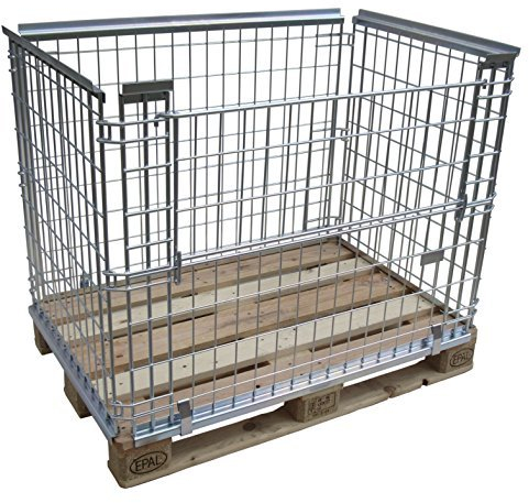 Gitteraufsatzrahmen für Europaletten Gitterbox EPAL 120x80cm aus Metall belastbar ideal für Warenlager Logistik