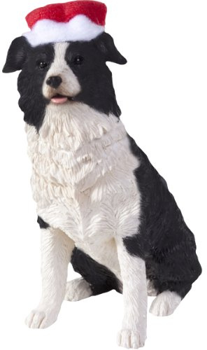Sandicast schwarz und weiß Border Collie Skulptur, Ornament