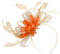 Haarschmuck, mit Federn, creme-elfenbeinfarben/orangefarben, für Hochzeit/Pferderennen
