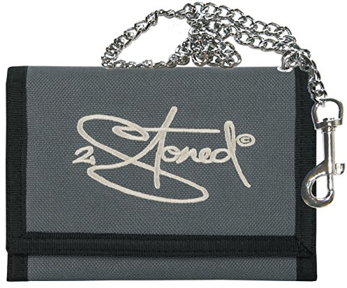 2Stoned Geldbörse Wallet Unisex Dunkelgrau mit Kette und Karabiner, Stick Classic Logo, aus Polyester