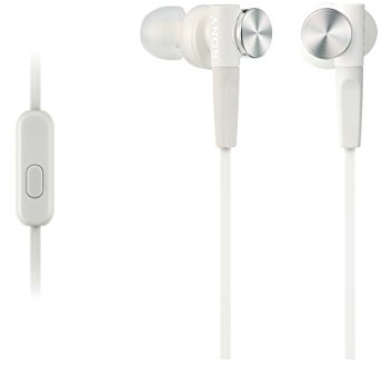 Sony MDR-XB50AP Cuffie In-Ear Extra Bass con Microfono, Auricolari in Silicone, Bianco