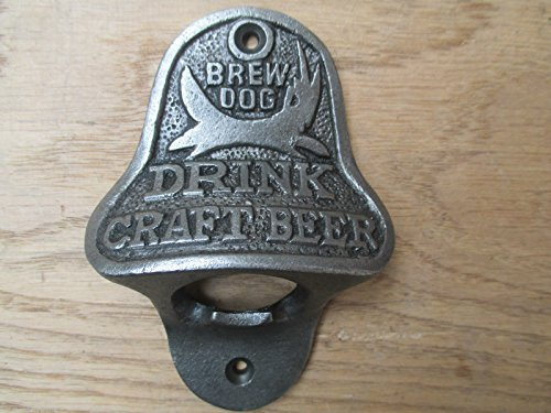 Ironmongery World® Cast iron Vintage rustic style Collectable Wall mounted Beer Bottle Opener - ANTIQUE IRON (BREW DOG)