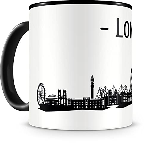 Samunshi® London Skyline Tasse Kaffeetasse Teetasse 300ml schwarz