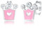 Elli Ohrringe Kinder Herz Krone Emaille Pink mit Kristalle in 925 Sterling Silber