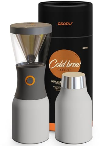 asobu Coldbrew Portable Cold Brew Coffee Maker With a Vacuum Insulated 1 Liter Stainless Steel 18/8 Carafe Bpa Free (White)