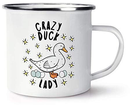 Crazy Duck Lady Stars Retro Enamel Mug Cup