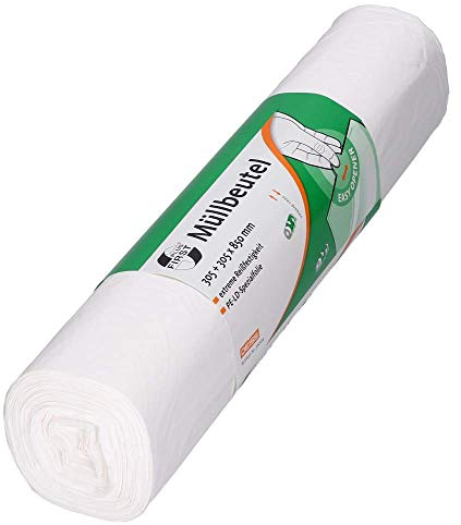 DEISS FIRST PLUS De LDPE, material 1A, 80 l, apto para cestas de malla de alambre, blanco, 50 piezas/rollo