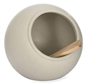Garden Trading Salt Cellar with Birch Spoon in Chalk Ceramic Salt Storage