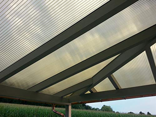 Acrylshop24 Terrassendach Terrassenüberdachung Carport Komplettset Polycarbonat 16mm 3-Fach Stegplatten Bronce Bronze 16mm Stegplatten Tiefe:4000mm|Breite:6120mm - Mehrere Maße verfügbar