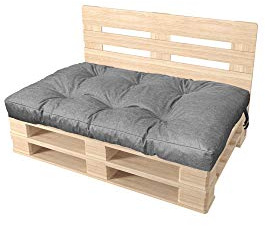 Pillows24 Palettenkissen Sitzfläche 120x80, Wasserabweisend & UV-fest | Palettenkissen Outdoor & Indoor für Europaletten 120x80, Palettenuflage für Palettensofa, für Garten, Made in EU, Grau