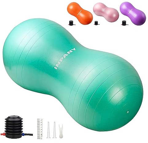 INPANY Peanut Ball - Anti Burst Exercise Ball for Labor Birthing, Physical Therapy for Kids, Core Strength, Home & Gym Fintness (Include Pump)