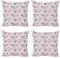 ABAKUHAUS Shabby Flora Dekokissen Kissenbezug 4er Pack, Rosen und Veilchen, Modern Accent Doppelseitiger Digitaldruck, 40 x 40 cm, Lila Mehrfarbig