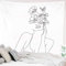 Miytal Art Line Ästhetischer Wandteppich, Einfache Frauen mit Blume Schmetterling Wandbehang, Moderne Minimalistische Abstrakte Kreative Skizze Wanddekor für Wohnheim Schlafzimmer Büro - 51.5 x 59