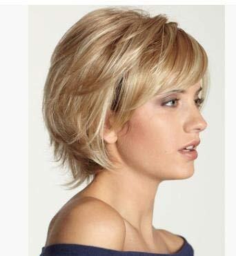 Lazzboy Store Perücke Blond Echthaar-perücke Für Frauen, Kurzes Blondes Haar Cosplay Perücke(Gold,M)