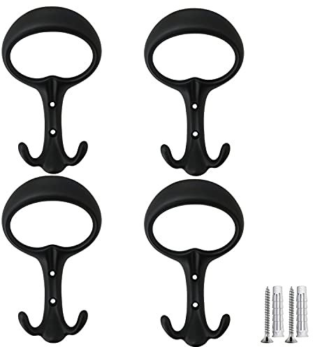 parpyon Appendiabiti a parete, 4 ganci attaccapanni da muro ingresso, appendi accappatoio, porta asciugamani bagno, porta oggetti da appendere arredamento casa (NERO107)