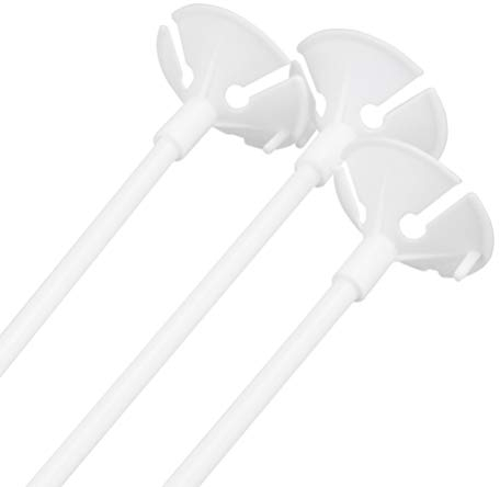 Toddmomy 50 Pcs Bâtons de Ballon en Plastique Réutilisables - Porte-Ballon avec Des Tasses pour Fête de Mariage, Anniversaire, Saint Valentin, Noël