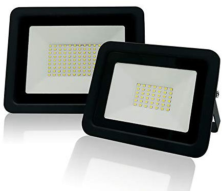 WCT [Lot de 2] 10W Blanc Froid Projecteur LED Noir Réflecteur AC 220V IP68 LED Projecteur Mur Extérieur Éclairage de Paysage