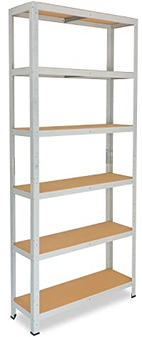 shelfplaza® 200x80x30cm OFFICE Lagerregal Büro Schwerlastregal lichtgrau/Metall Regal Büro mit 6 Böden/Kellerregal, Werkstattregal/Steckregal Metall 145kg Traglast/Büro Regal für Ordner