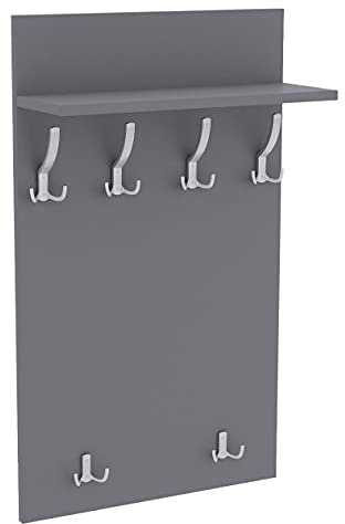 AKKE 100x60 | MAXI Garderobenpaneel Wandgarderobe Garderobe Wandpaneel Kleiderstange ALUMINIUM | LIGHT GRAPHITE