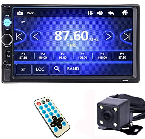 VIGORTHERIVE Autoradio 12V 2 DIN 7010B 7 Pollici Touch Screen Autoradio Bluetooth con Telecamera per retromarcia Supporto Lettore Auto BT/FM/USB/AUX