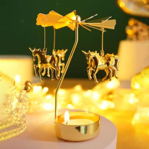 Geschenke zum Muttertag für Mama, drehbarer Kerzenhalter, rotierender Karussell-Teelichthalter, einzigartiges Geburtstagsgeschenk für Frauen, Mama, Schwester, Weihnachten, Valentinstag (Unicorn)