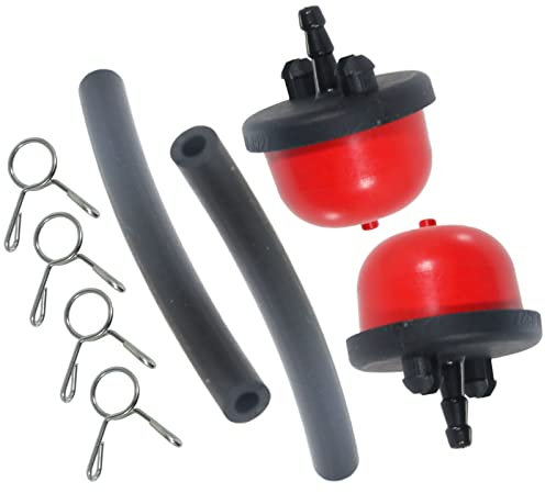 Spares2go Primer Bulb Pipe & Clips compatible with Mountfield RS100 RV100 HP414 SP164 SP414 HP164 Lawnmower (Pack of 2)