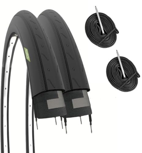2 cubiertas de 700 x 23 C (23 – 622) + cámaras neumáticas plegables para bicicletas de carrera, carretera Road RACE (cámara válvula de 60 mm, válvula presta francesa)