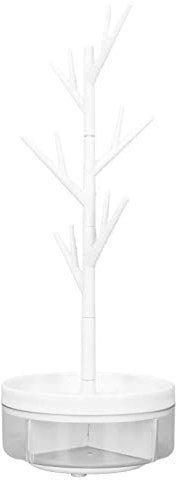 Support à bijoux, support d'arbre détachable rotatif à 360 ° pour accrocher des bijoux pour les clés (Blanc)