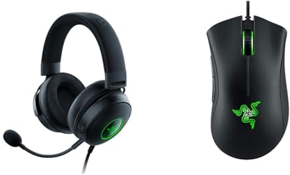 Razer Kraken V3 - Kabelgebundenes USB Gaming Headset Chroma RGB & DeathAdder Essential (2021) - Kabelgebundene Gaming-Maus mit Optischem Sensor