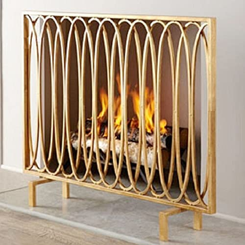 Salvachispas Chimenea Pantalla Protectora de Chimenea de Un Solo Panel, Protector de Fuego Metálico Decorativo para Chimenea de Interior, Protector de Chispa de Fuego Negro Oro Seguro de Alta Resisten