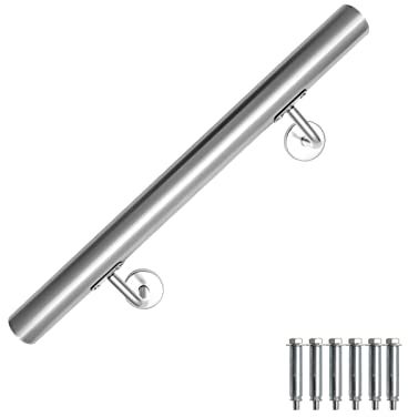 Joparri Edelstahl Handlauf 50cm, Treppengeländer mit Wandhalterung und Endkappen, Wandhandlauf Geländer für Innen und Außen