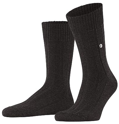 Burlington Men's Dover Socks Breathable Climate-Regulating Odour-Neutralising Wool Thick Warm Ribbed Hard-Wearing Extra-Soft Plain For Dress Casual Business Looks 1 Pair