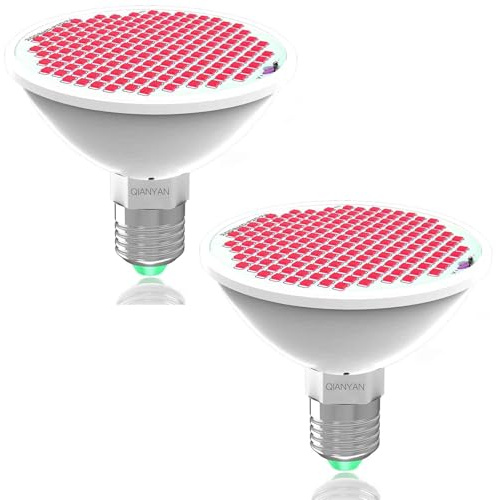 QIANYAN 660nm Led Pflanzenlampen füR StäNgelbläTter, Tiefrote Wachsen GlüHbirne Mit WachstumsblüTe Frucht, Rote Spektrum Verbesserung Led Pflanze GlüHbirne, 2 Pack