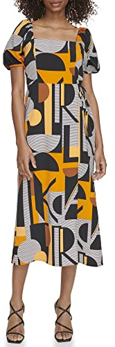 Karl Lagerfeld Paris Damen Sport Sommerkleid, Soft White/Ginger Multi, 42