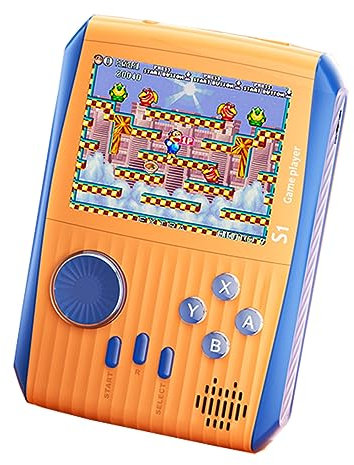 Tragbare Mini-Videospiele, Retro-Mini-Videospiele, Handheld-Spielkonsole mit 666 klassischen FC-Spielen, 7,6 cm Farbbildschirm, Geburtstag für Jungen, Mädchen und Erwachsene (S1-Orange)