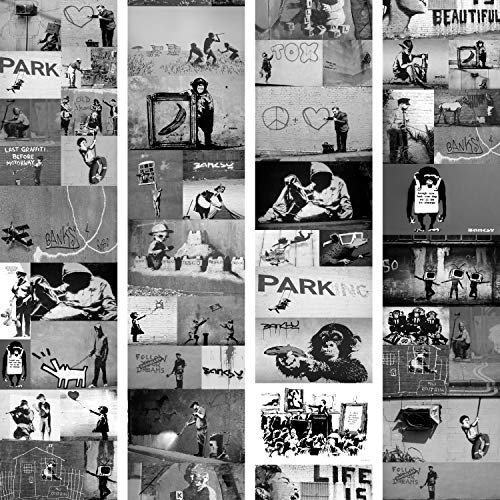 murando PREMIUM PURO Tapete Realistische Tapete ohne Rapport und Versatz 10m Vlies Tapetenrolle Wandtapete modern design Fototapete Banksy f-A-0237-j-c