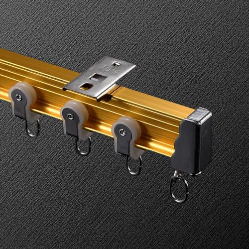 Flexible Und Biegbare Decken-Vorhangschiene 1-4M, Einfache Installation Gardienenschiene Mit Stummen Rollen Für Vorhänge, Raumteiler, Wohnmobil-Vorhang (Color : Gold Ceiling Mount, Size : 1.9m)